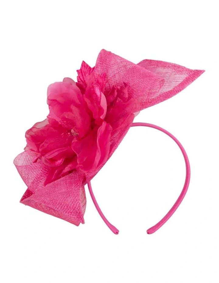 Fuchsia Sinamay Fascinator with Silk Flower by Max Alexander MA1005F image 1