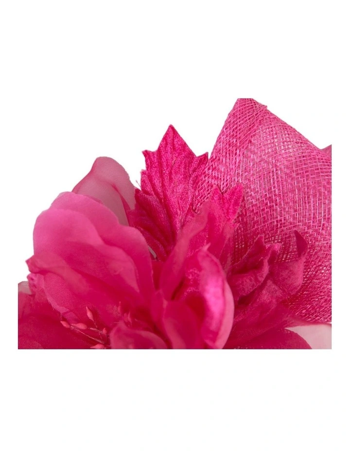Fuchsia Sinamay Fascinator with Silk Flower by Max Alexander MA1005F image 2