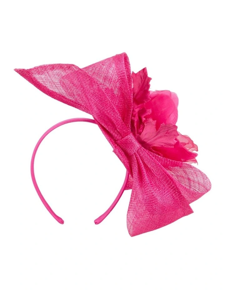 Fuchsia Sinamay Fascinator with Silk Flower by Max Alexander MA1005F image 3