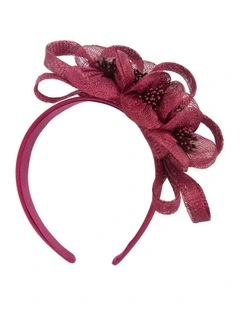 Wine Floral Sinamay Headband by Max Alexander MA1029WN