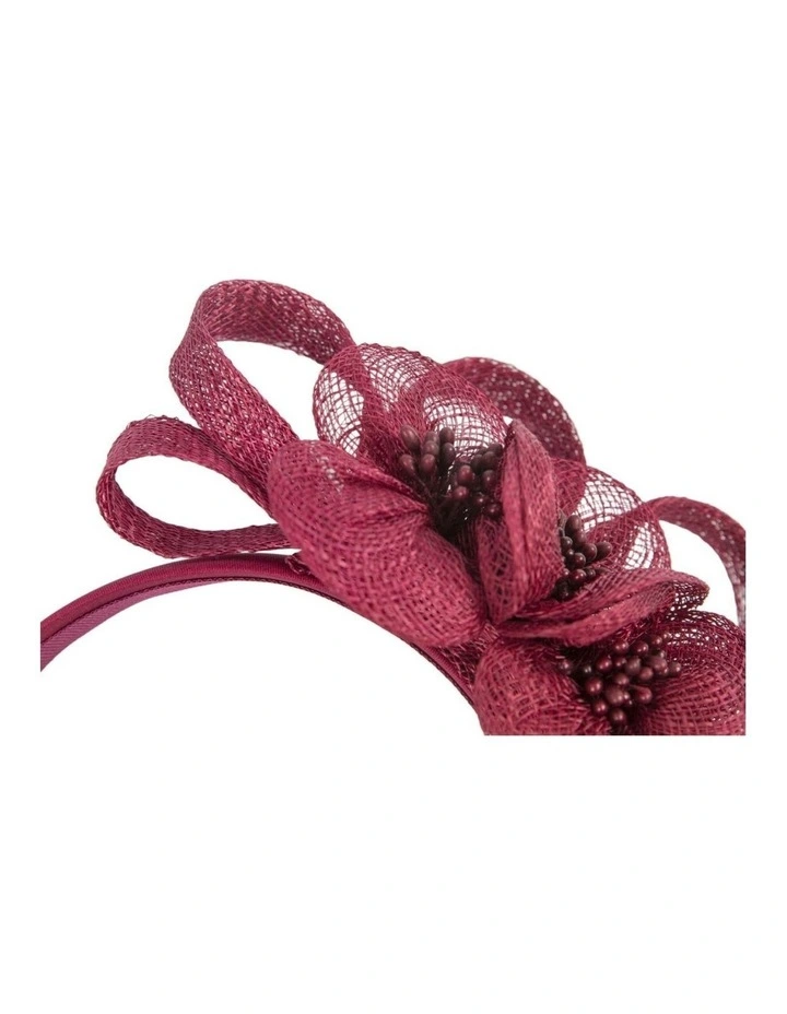 Wine Floral Sinamay Headband by Max Alexander MA1029WN image 2