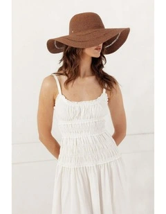 Blaise Woven Straw Sun Hat in Brown