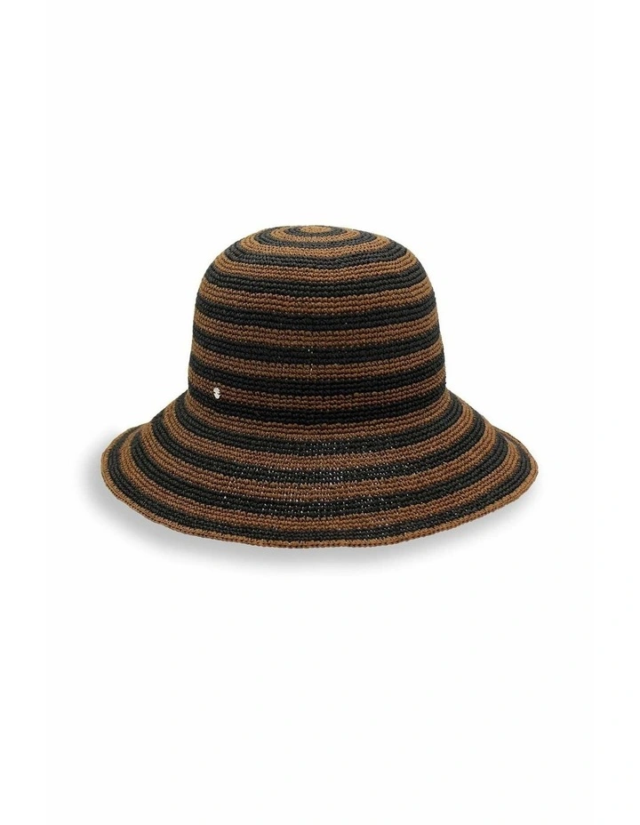 Dune Crochet Straw Bucket Hat in Brown and Black Stripe image 2