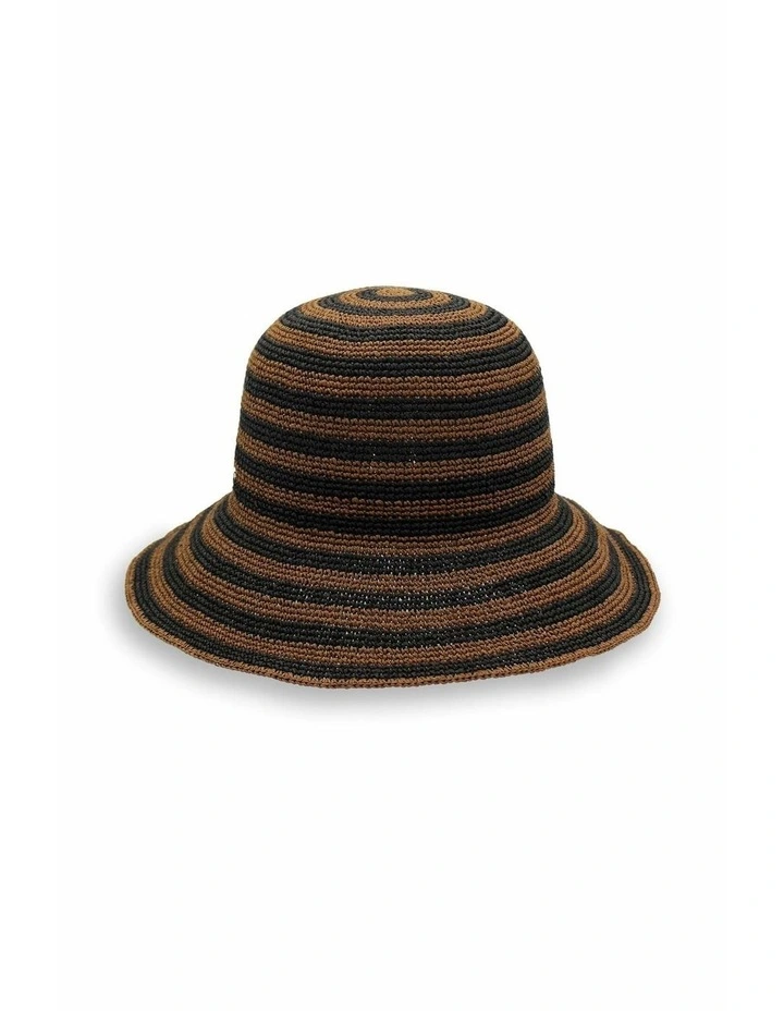 Dune Crochet Straw Bucket Hat in Brown and Black Stripe image 5