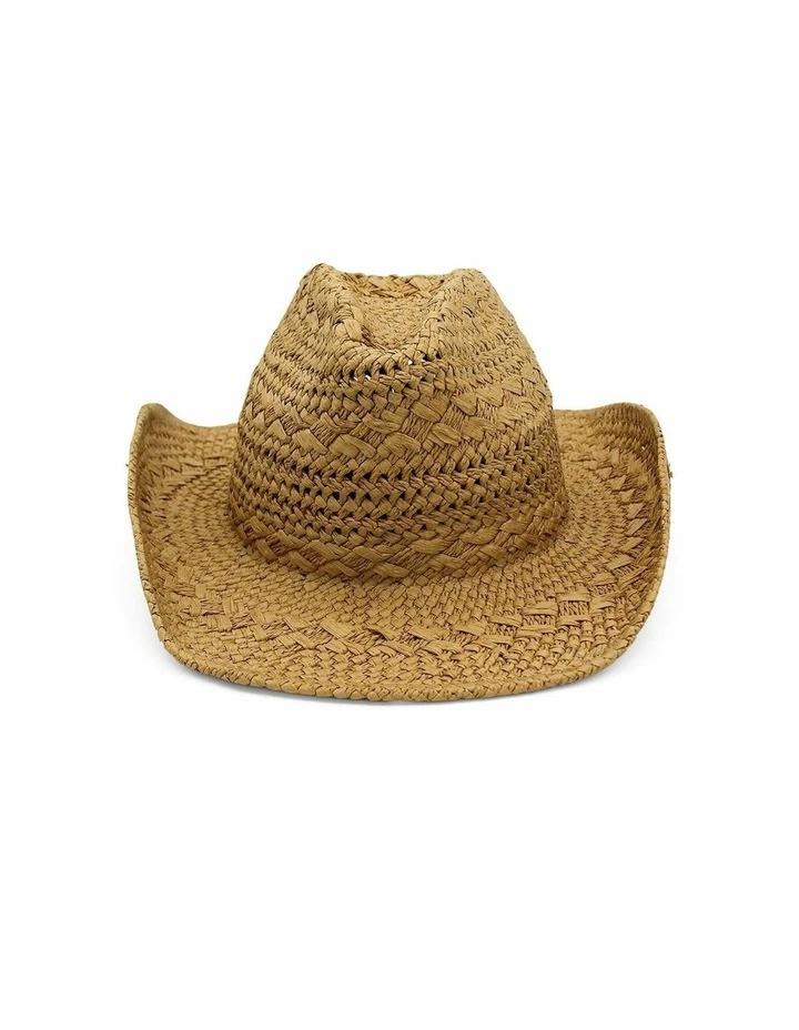 Kira Woven Straw Cowboy Hat in Tan Brown image 5