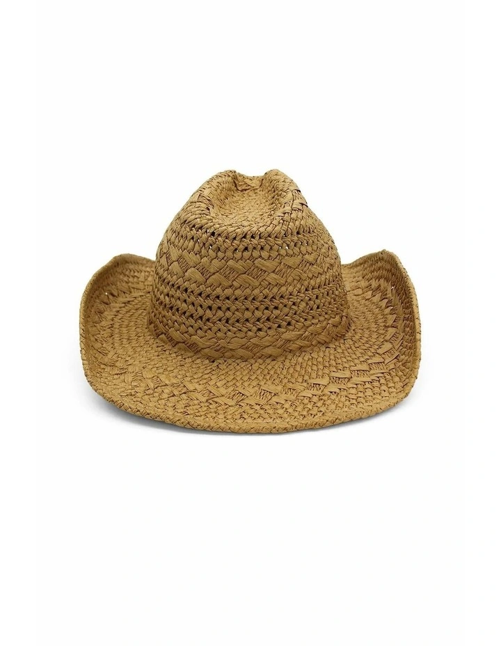 Kira Woven Straw Cowboy Hat in Tan Brown image 7