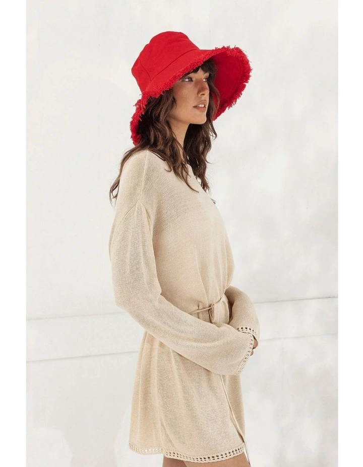 Cameron Cotton Bucket Hat in Red image 3