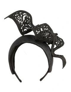 Bespoke black racing fascinator by Fillies Collection S346B