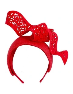Bespoke red racing fascinator by Fillies Collection S346R