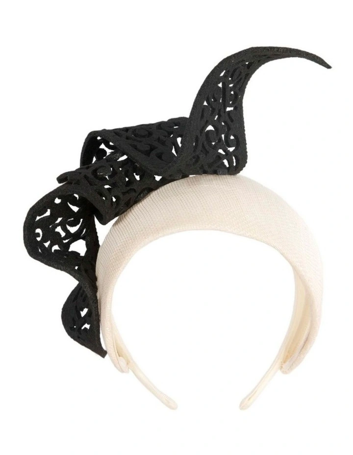 Bespoke cream & black racing fascinator by Fillies Collection S346CB image 3