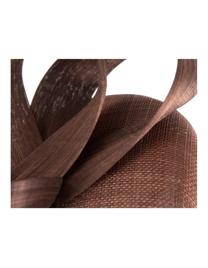 Coffee Pillbox Fascinator with Silk Abaca Bow by Fillies Collection S348CF image 4