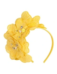 Yellow lace flower fasinator MA932Y
