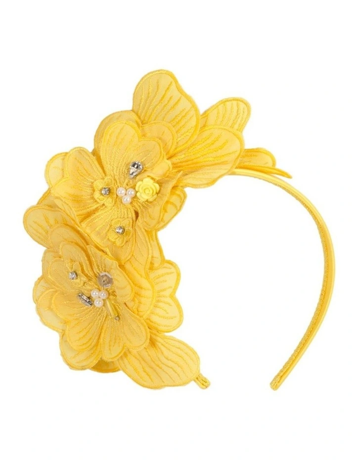 Yellow lace flower fasinator MA932Y image 1