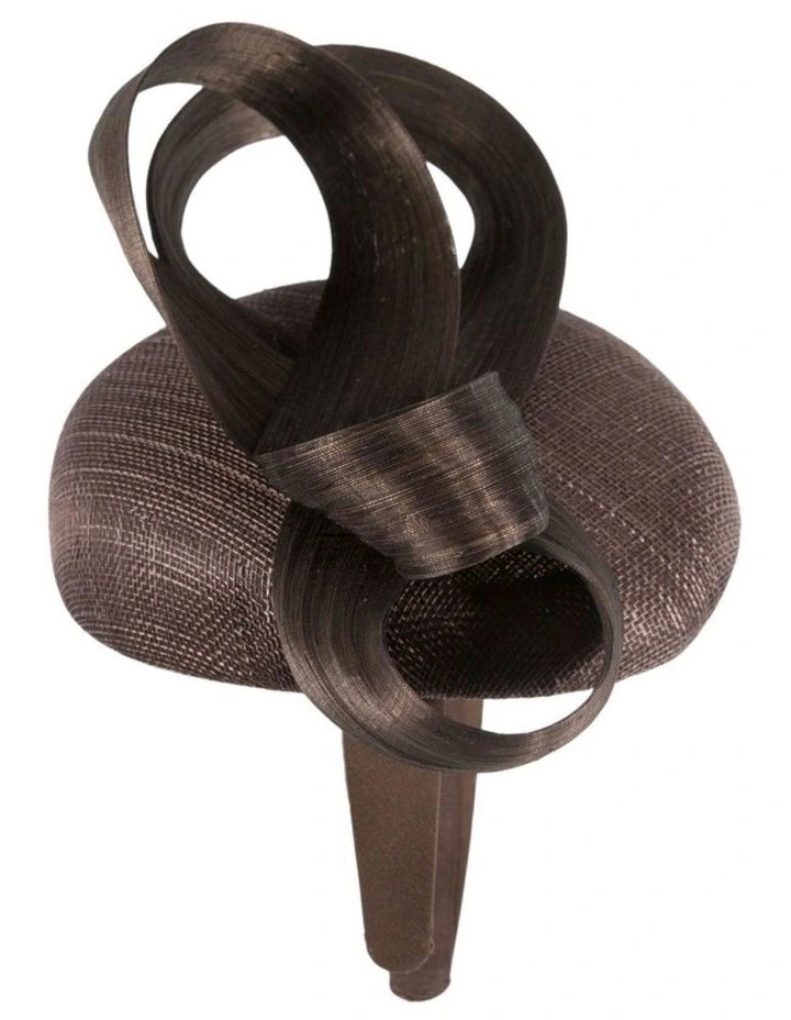 Chocolate Pillbox Fascinator with Silk Abaca Bow by Fillies Collection S348BR image 3