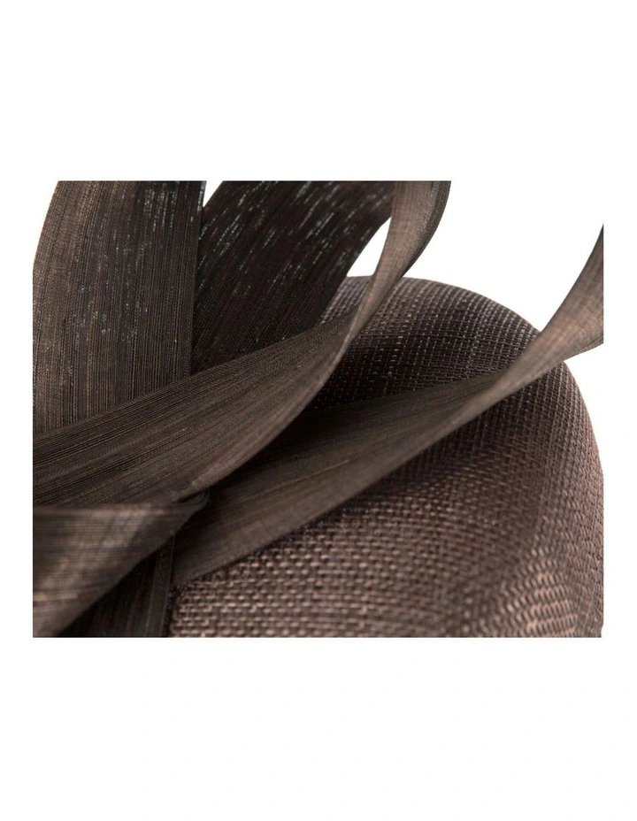 Chocolate Pillbox Fascinator with Silk Abaca Bow by Fillies Collection S348BR image 4