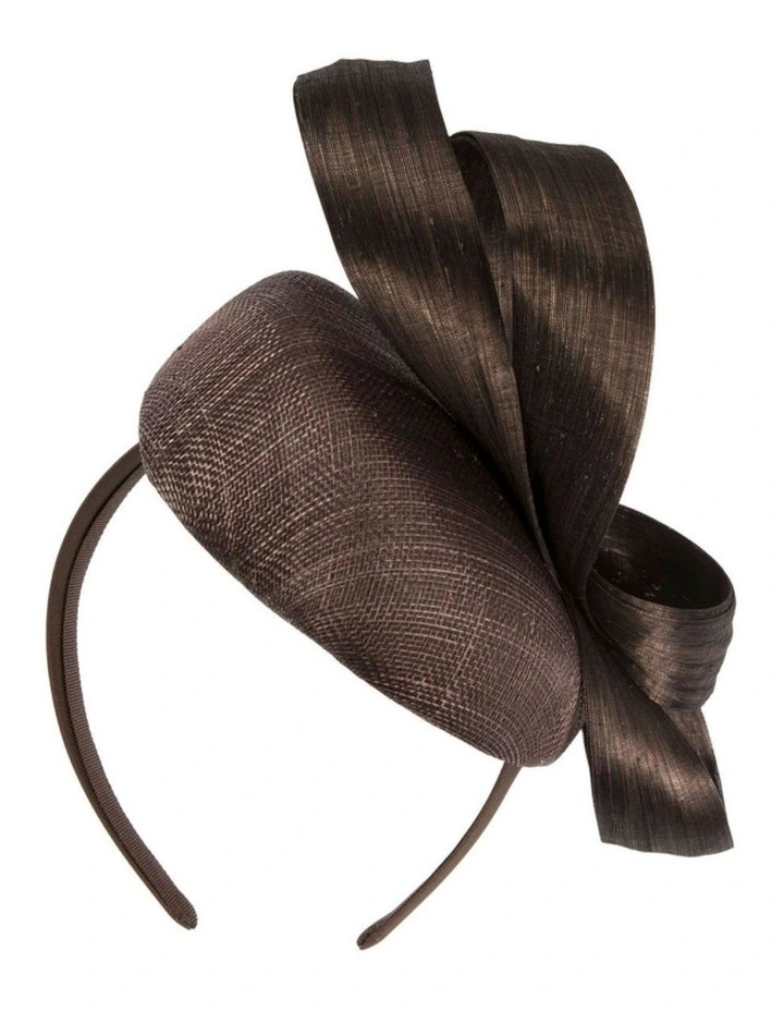 Chocolate Pillbox Fascinator with Silk Abaca Bow by Fillies Collection S348BR image 5