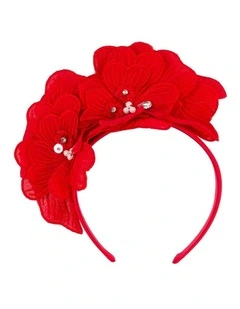Red lace flower fasinator MA932R
