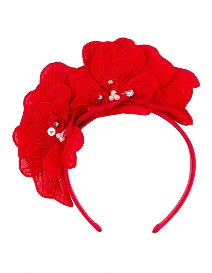 Red lace flower fasinator MA932R image 1