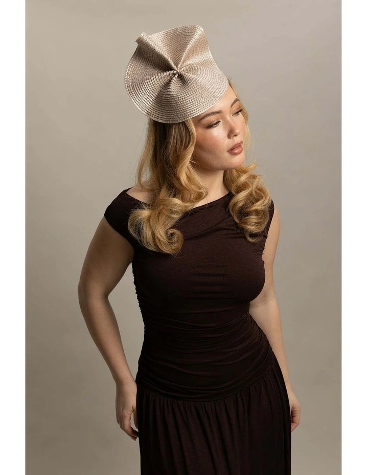 Zaria Fascinator in Beige image 3