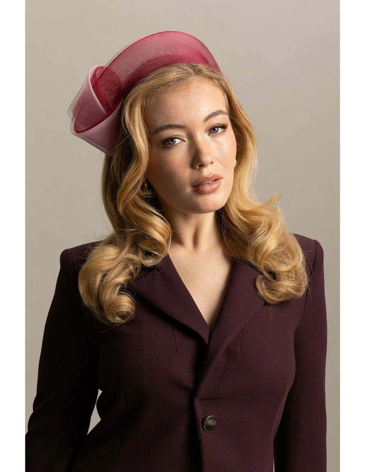Britney Fascinator in Burgundy Pink image 1