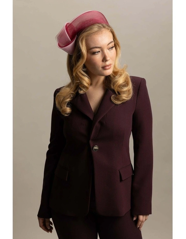 Britney Fascinator in Burgundy Pink image 3
