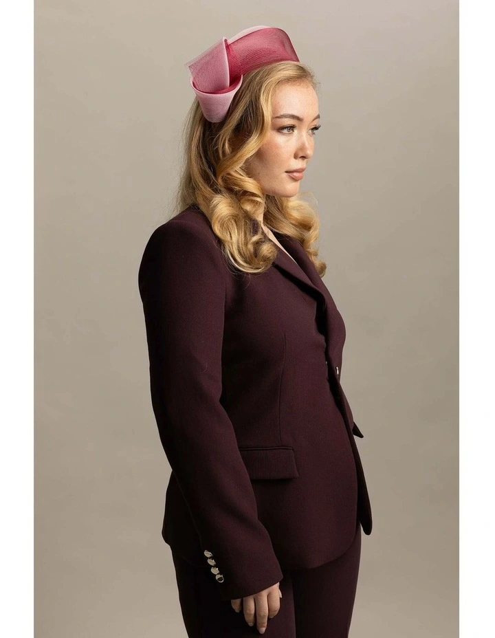 Britney Fascinator in Burgundy Pink image 5