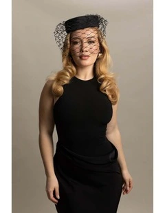 Zahra Pillbox Hat in Black
