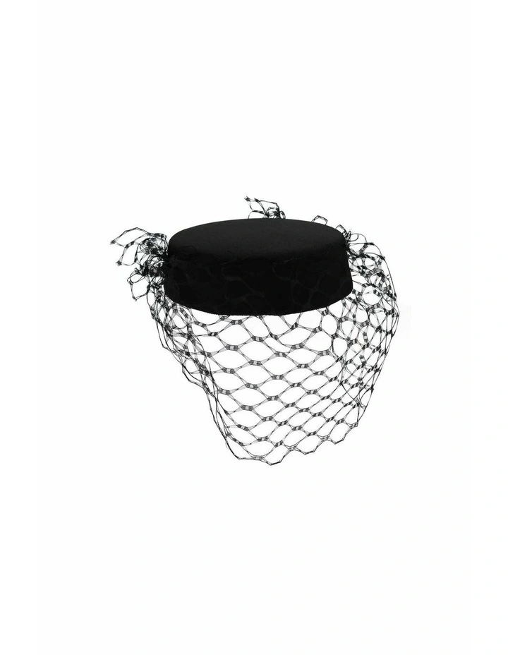 Zahra Pillbox Hat in Black image 3