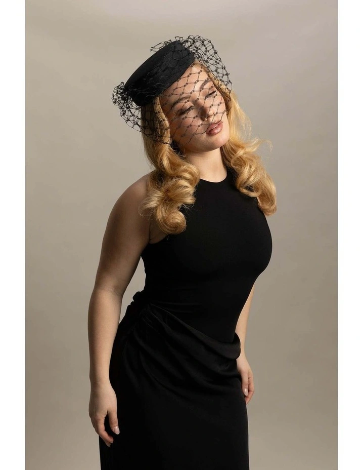 Zahra Pillbox Hat in Black image 4