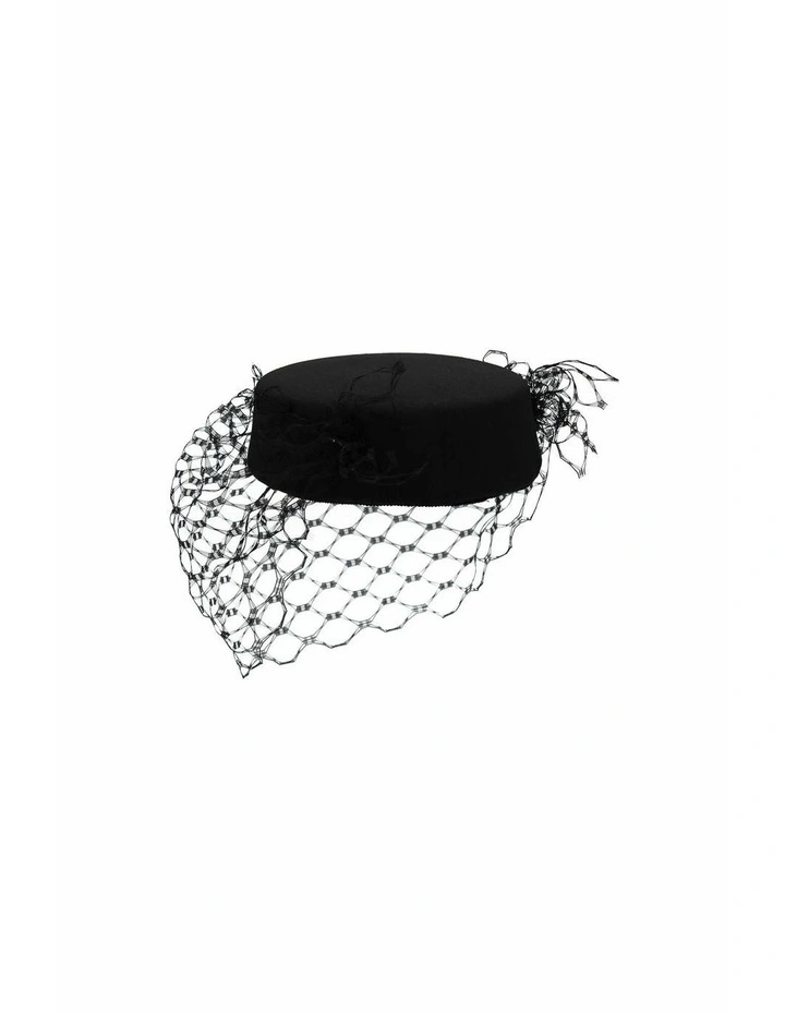 Zahra Pillbox Hat in Black image 6