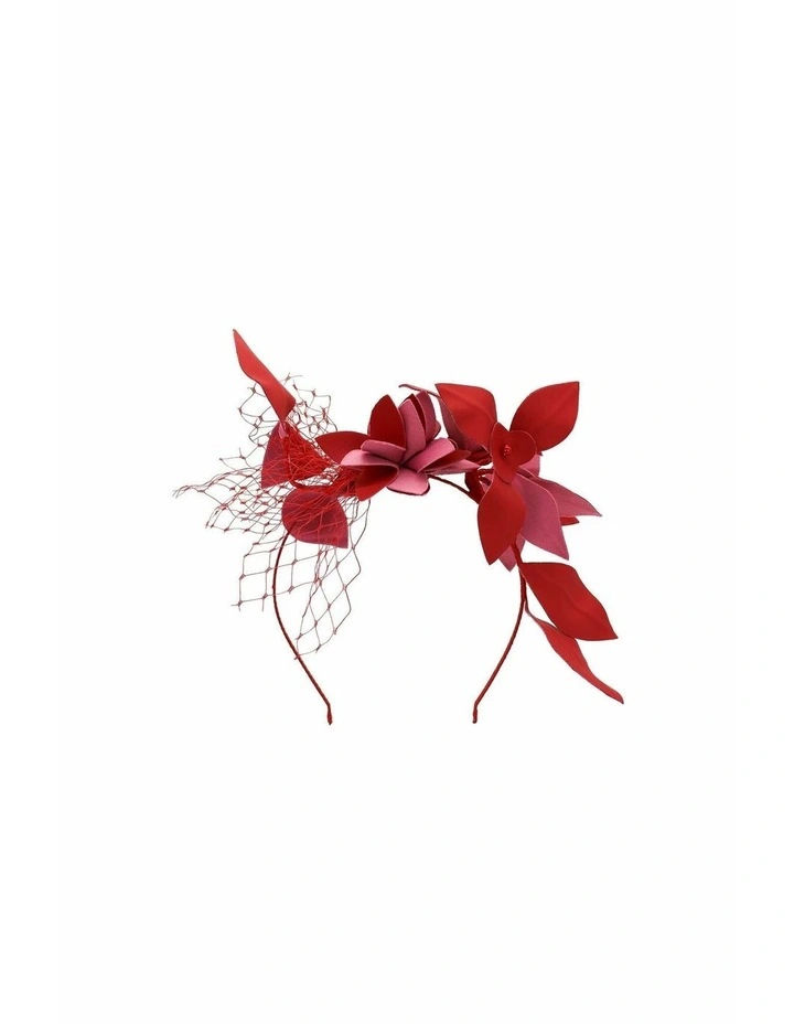 Dulcie Fascinator in Red and Pink image 4