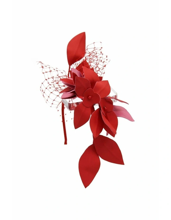 Dulcie Fascinator in Red and Pink image 5