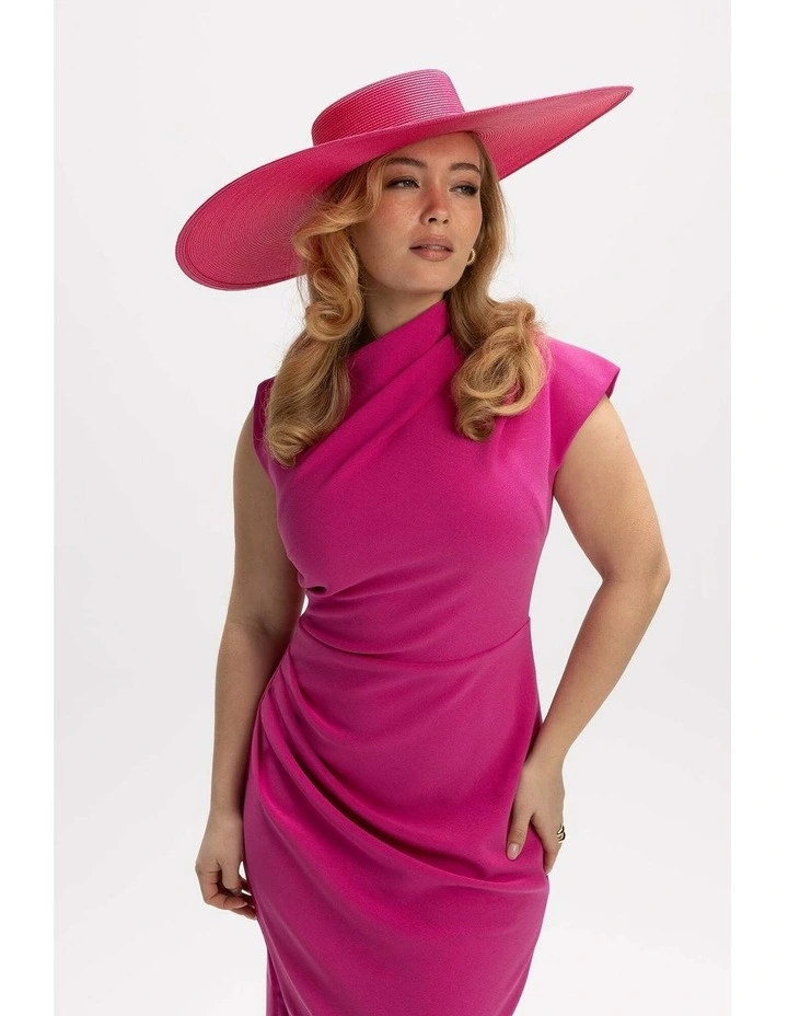 Savannah Racewear Wide-Brim Boater in Magenta Pink image 1