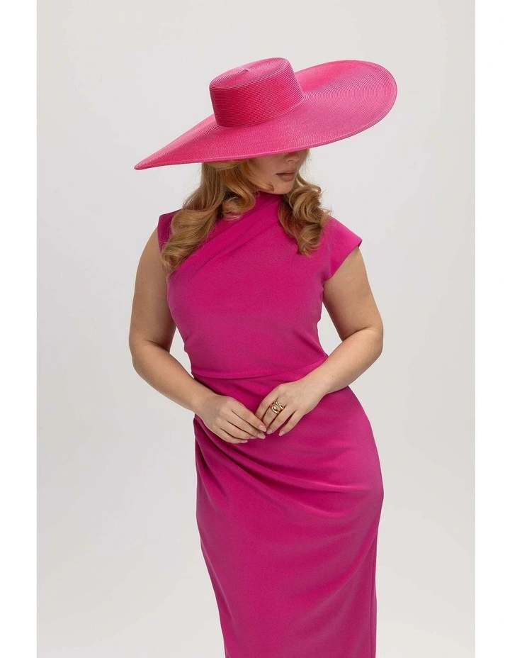 Savannah Racewear Wide-Brim Boater in Magenta Pink image 3