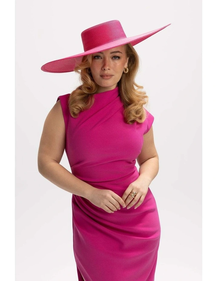Savannah Racewear Wide-Brim Boater in Magenta Pink image 6