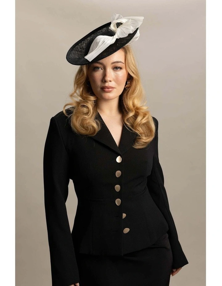 Yumi Fascinator in Black & White image 1