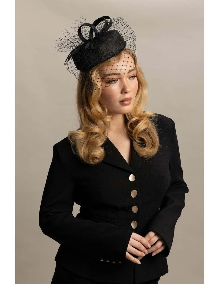 Cheryl Pillbox Hat in Black image 1