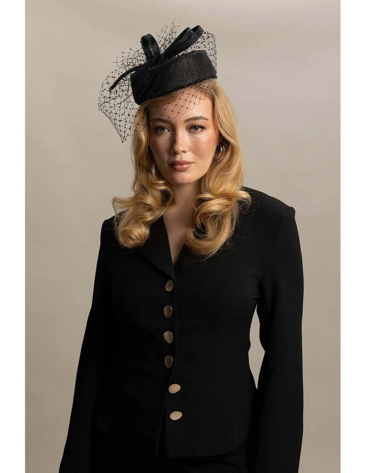 Cheryl Pillbox Hat in Black image 3