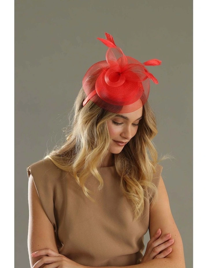Elisa Fascinator in Red image 3