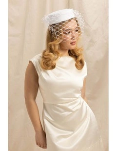 Zahra Pillbox Hat in White