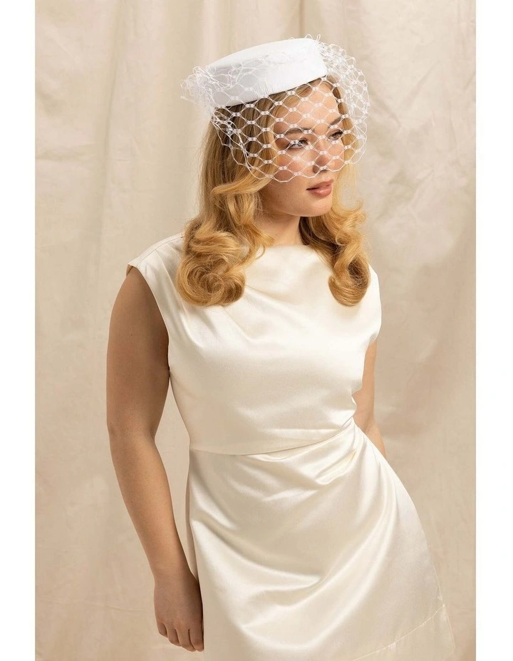 Zahra Pillbox Hat in White image 1