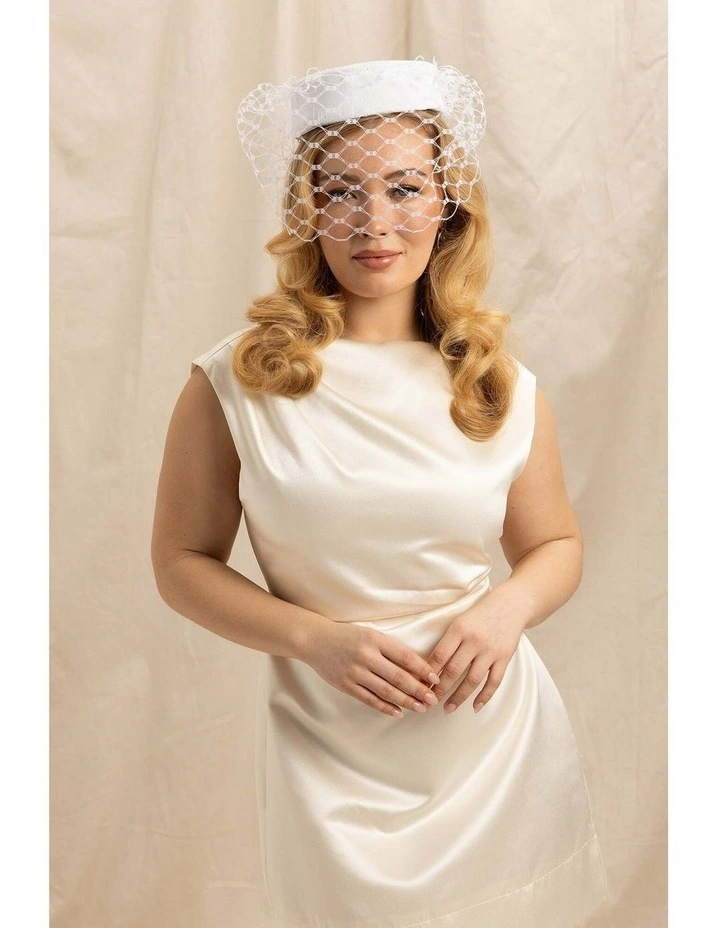 Zahra Pillbox Hat in White image 2