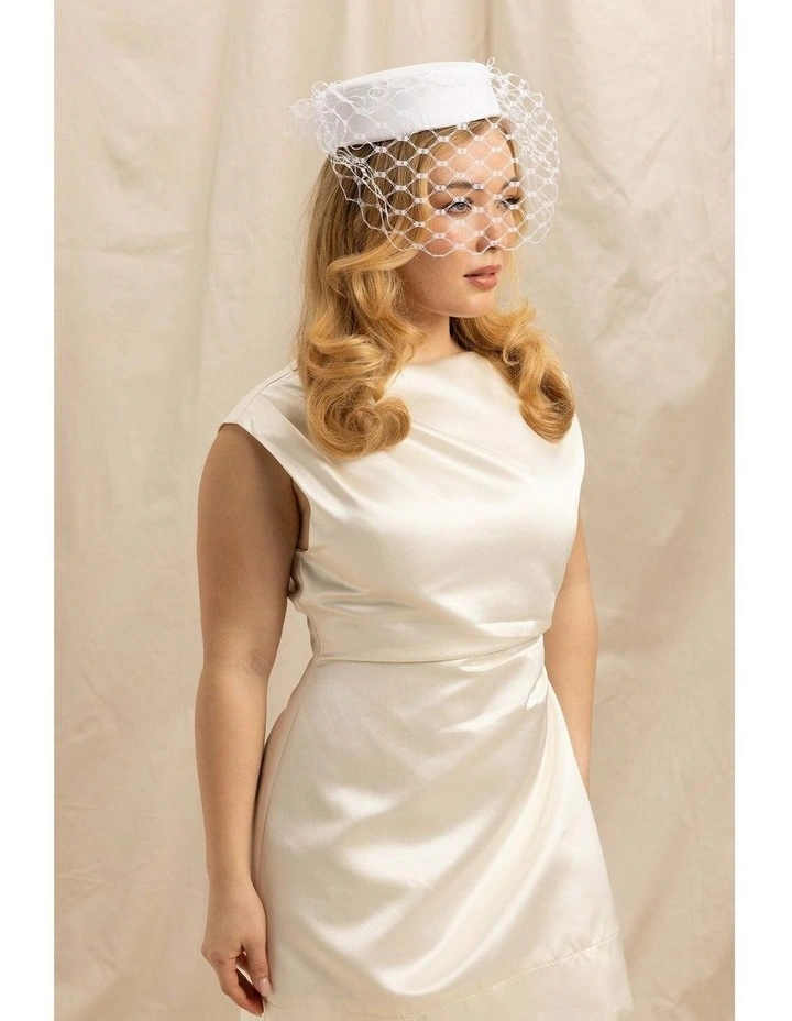 Zahra Pillbox Hat in White image 5
