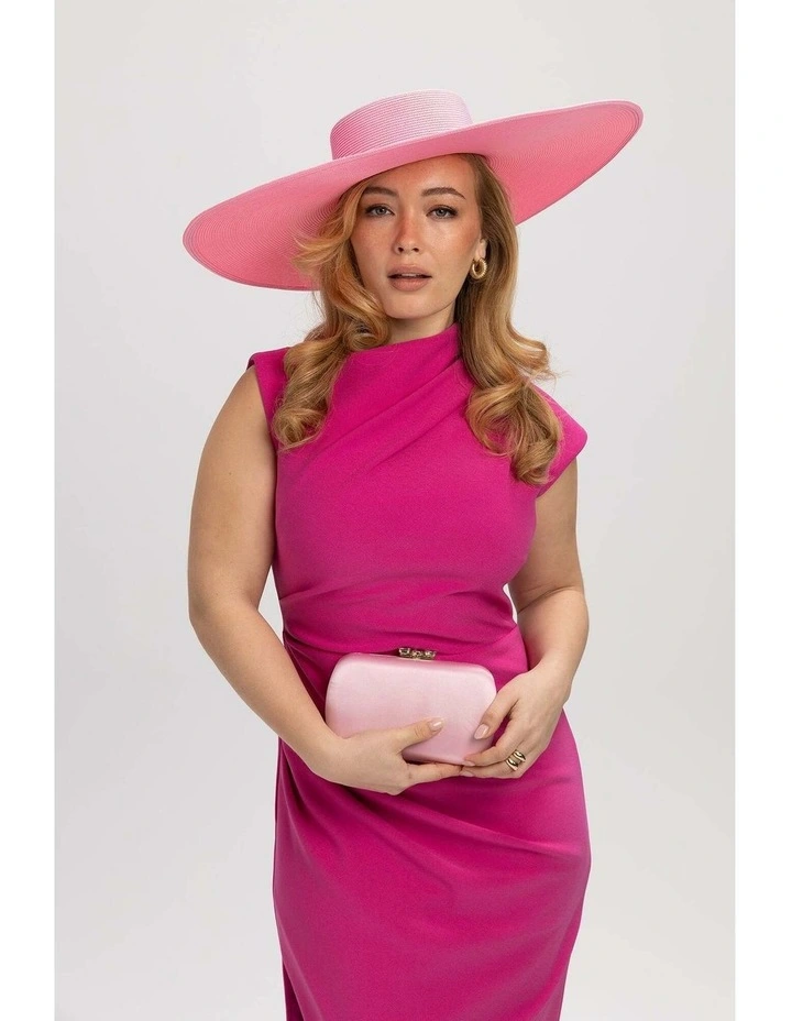 Savannah Racewear Wide-Brim Boater in Bright Pink image 2