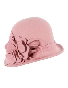 Pink felt winter hat with flower by Max Alexander J437 J437PI