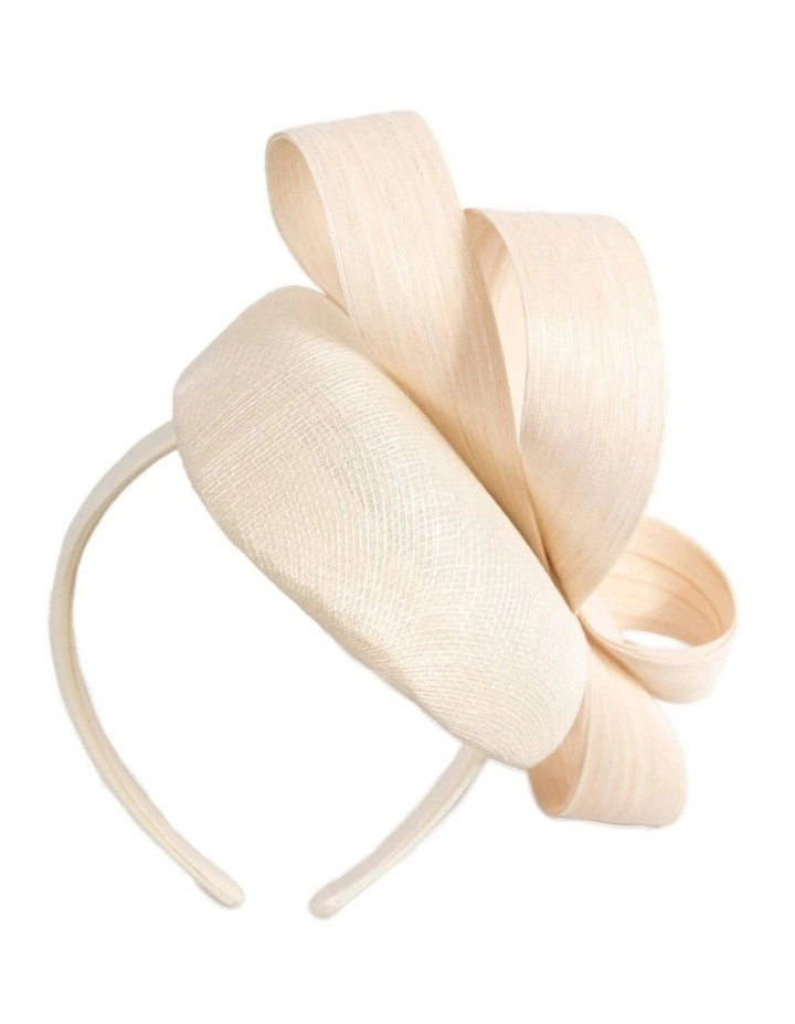 Cream Pillbox Fascinator with Silk Abaca Bow by Fillies Collection S348C image 3