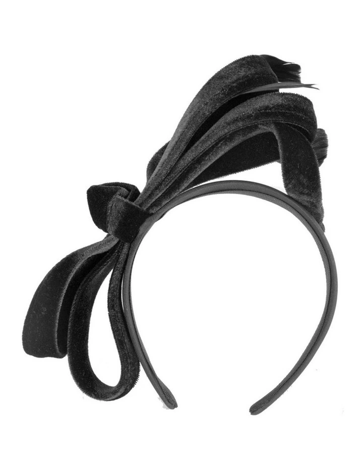 Black velvet bow racing fascinator by Max Alexander J446B image 3