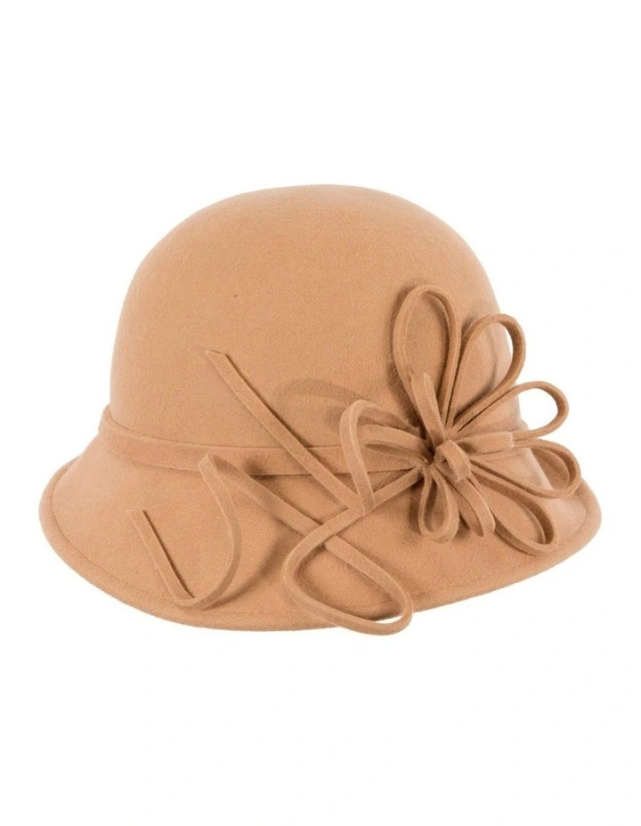Beige felt winter hat with flower by Max Alexander J439 J439BE image 2
