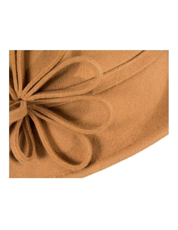 Beige felt winter hat with flower by Max Alexander J439 J439BE image 3