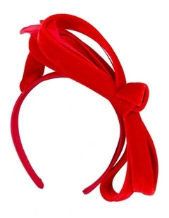 Red velvet bow racing fascinator by Max Alexander J446R